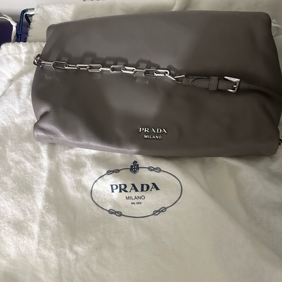 Prada Milano Gray Leather Men's Bag - Picture 1 of 6